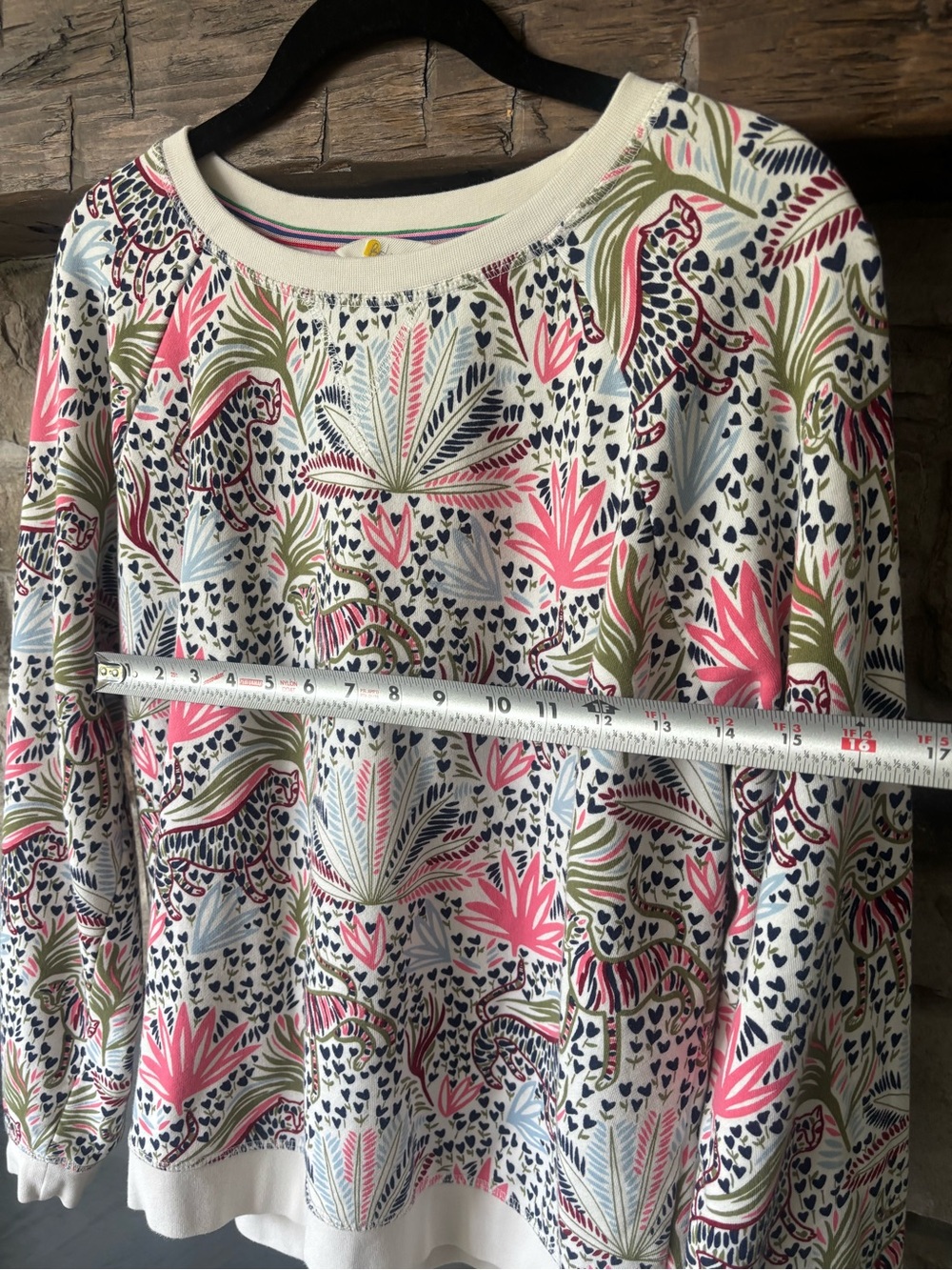 Boden Floral Printed Sweatshirt in White, Pink, Green - Picture 4 of 5